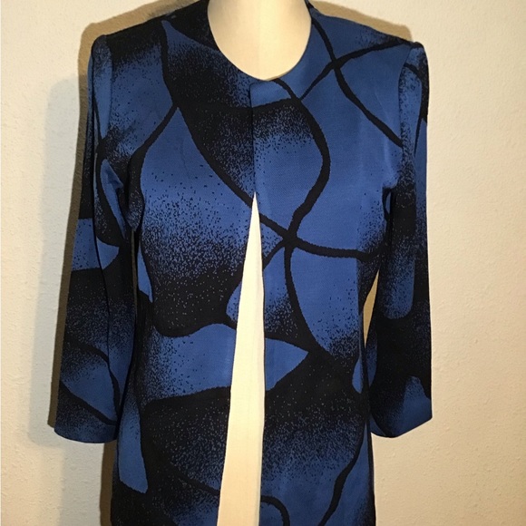 Misook blue/black open front 3/4 sleeve jacket size small - Picture 4 of 6